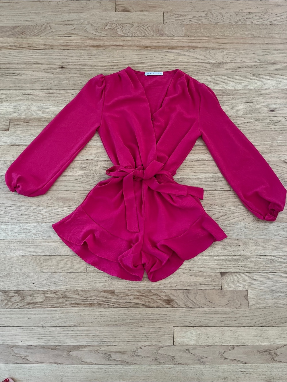 Fraiche by J Fuchsia Wrap Romper with Tie Waist